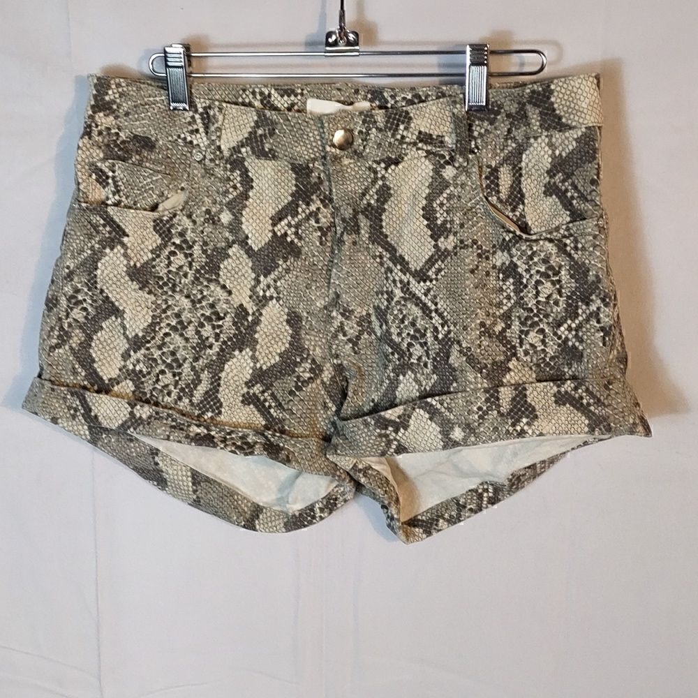 H&M Snakeskin Print Stretch Denim Shorts